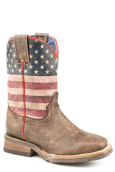 'Roper' Kids' 8" Lil America Boot - Brown / Flag 3 'Roper' Kids' 8" Lil America Boot - Brown / Flag