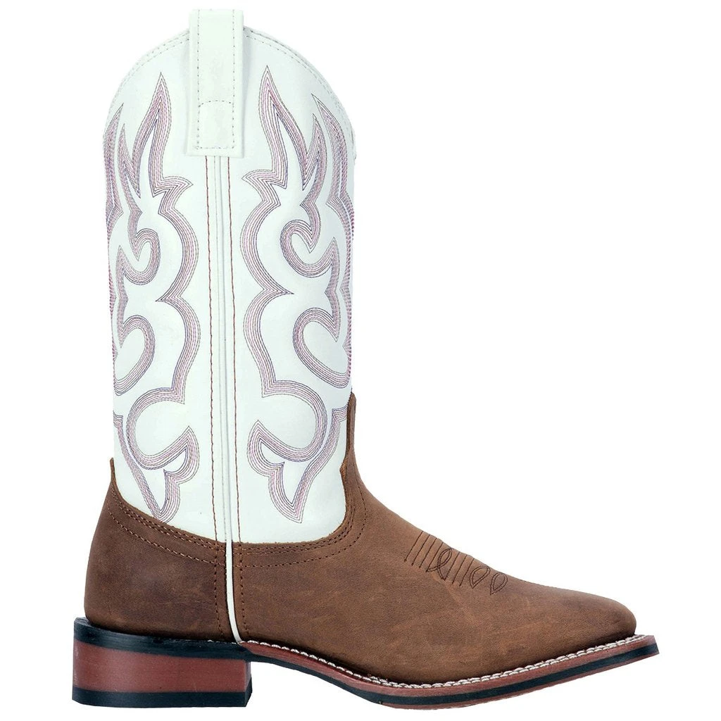 'Laredo' Women's 11" Mesquite Western Square Toe - Taupe / White 2 'Laredo' Women's 11" Mesquite Western Square Toe - Taupe / White