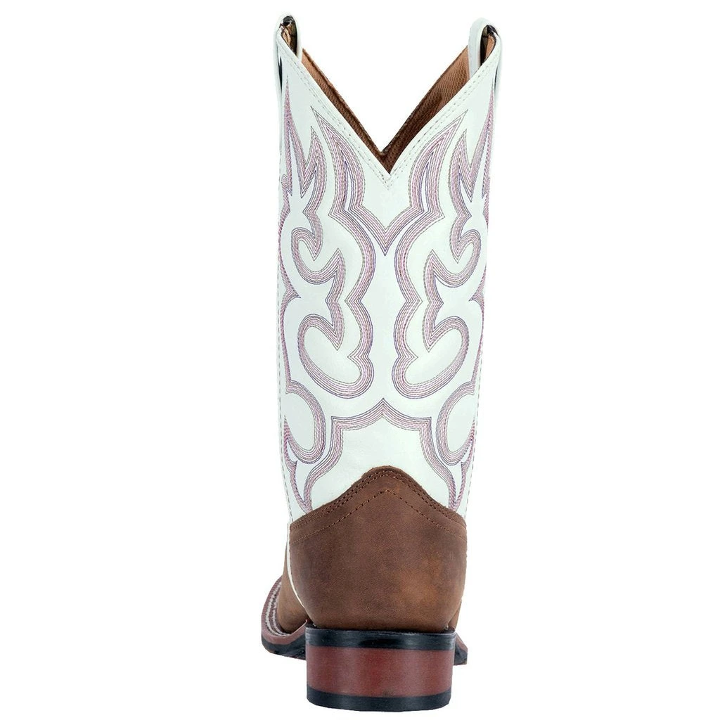 'Laredo' Women's 11" Mesquite Western Square Toe - Taupe / White 6 'Laredo' Women's 11" Mesquite Western Square Toe - Taupe / White - Image 5