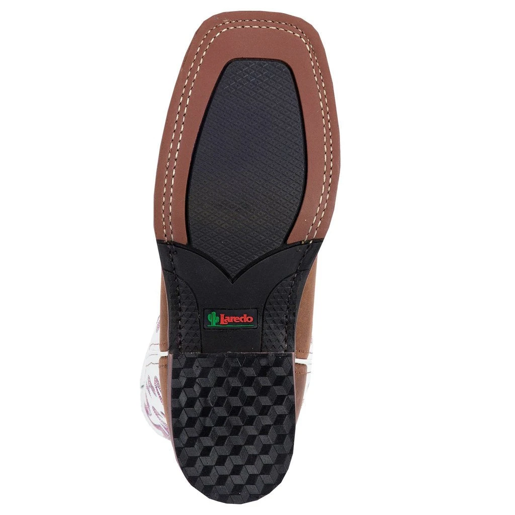 'Laredo' Women's 11" Mesquite Western Square Toe - Taupe / White 4 'Laredo' Women's 11" Mesquite Western Square Toe - Taupe / White - Image 3