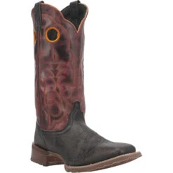 'Laredo' Men's Isaac Western Square Toe - Black / Distressed Maroon -Fashion Boots Store 7965 1 1024x1024@2x