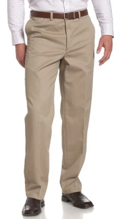 'Savane' Flat Front Stretch Chino - Khaki