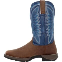 'Durango' Men's 12" Rebel Western Square Toe - Saddle Brown / Denim Blue -Fashion Boots Store DDB0429 instep profile 1024x1024@2x