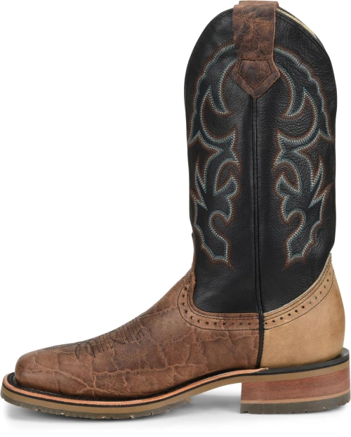 'Double H' Men's 12" Grissom SR Square Toe I.C.E. ™ Roper - Kenia Cognac / Summer Tan / Black 9 'Double H' Men's 12" Grissom SR Square Toe I.C.E. ™ Roper - Kenia Cognac / Summer Tan / Black - Image 7