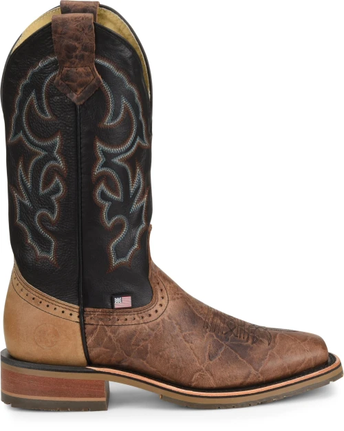 'Double H' Men's 12" Grissom SR Square Toe I.C.E. ™ Roper - Kenia Cognac / Summer Tan / Black 3 'Double H' Men's 12" Grissom SR Square Toe I.C.E. ™ Roper - Kenia Cognac / Summer Tan / Black