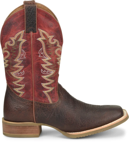 'Double H' Men's 12" Clifton Western Square Toe Roper - Buckskin / Red 3 'Double H' Men's 12" Clifton Western Square Toe Roper - Buckskin / Red