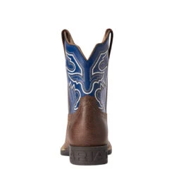 'Ariat' Youth 8" Sorting Pen Western Square Toe - Chocolate / Navy -Fashion Boots Store F21 YTH WEST 10038333 heel 1024x1024@2x