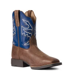 'Ariat' Youth 8" Sorting Pen Western Square Toe - Chocolate / Navy -Fashion Boots Store F21 YTH WEST 10038333 medial 1024x1024@2x