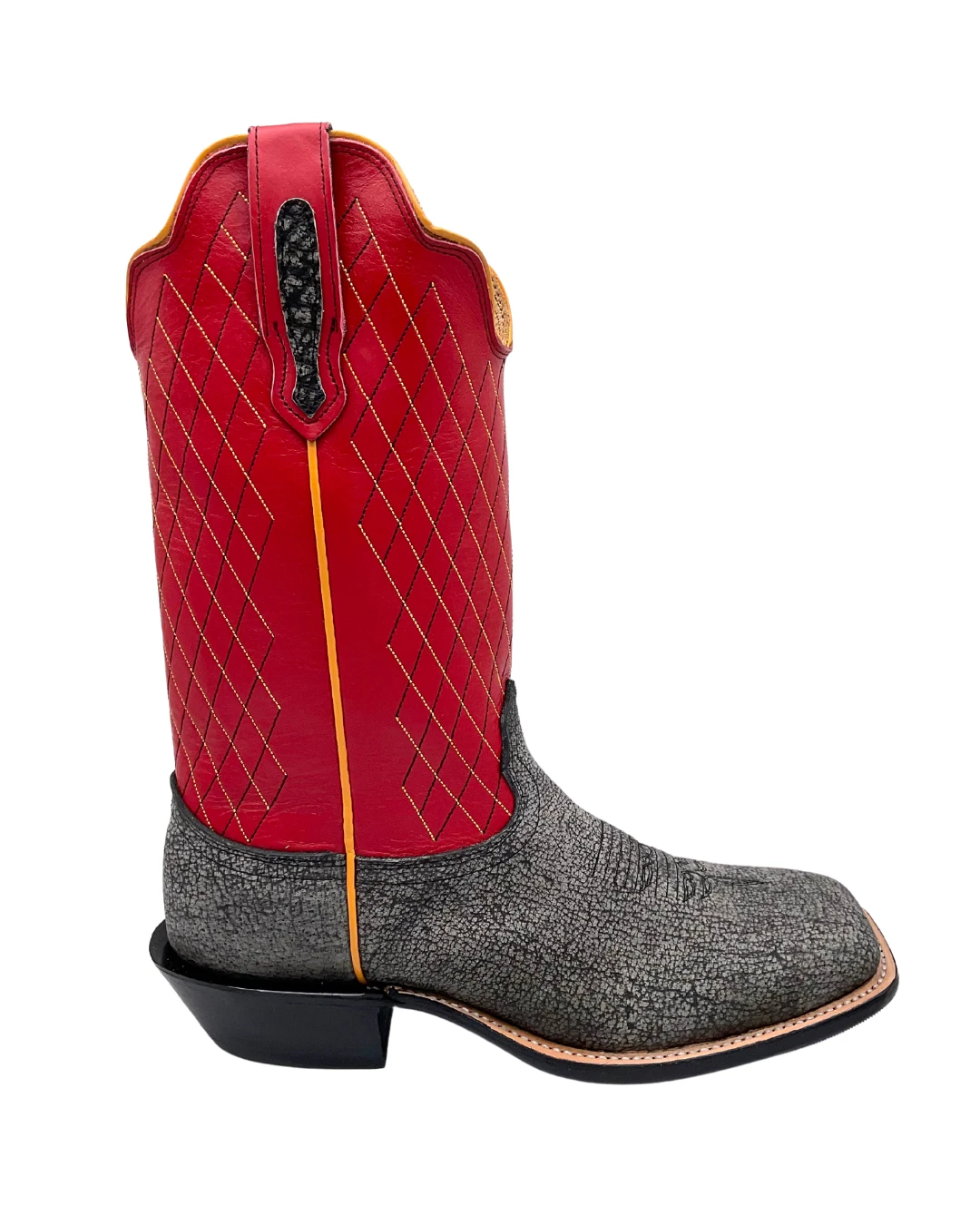 'Fenoglio' Men's 13" Cape Buffalo Western Square Toe - Grey / Red 3 'Fenoglio' Men's 13" Cape Buffalo Western Square Toe - Grey / Red