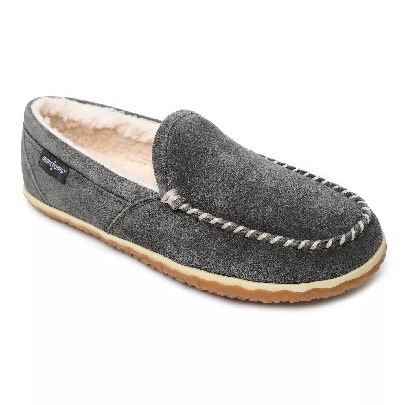 'Minnetonka' Men's Suede Tilden Moc Slipper - Grey 3 'Minnetonka' Men's Suede Tilden Moc Slipper - Grey