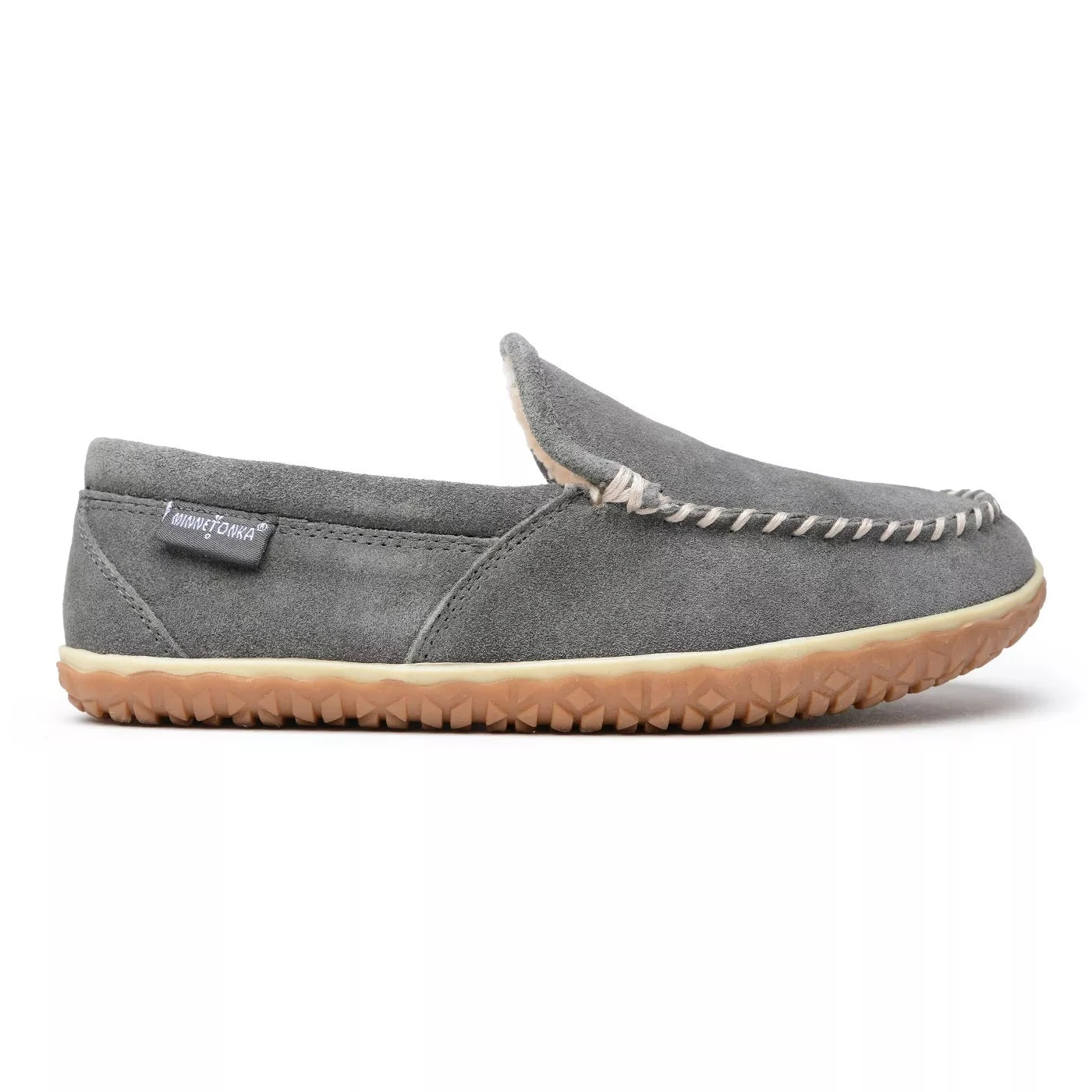 'Minnetonka' Men's Suede Tilden Moc Slipper - Grey 6 'Minnetonka' Men's Suede Tilden Moc Slipper - Grey - Image 4