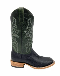 'Anderson Bean' Men's 13" HorsePower Top Hand Full Quill Ostrich - Black / Emerald Explosion