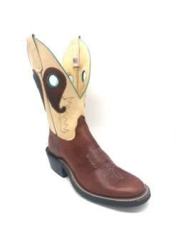 'Olathe' Men's 12" Rough Stock Western Round Toe - Chestnut Oil Latigo / Teal / Cream -Fashion Boots Store IMG 1866 1024x1024@2x