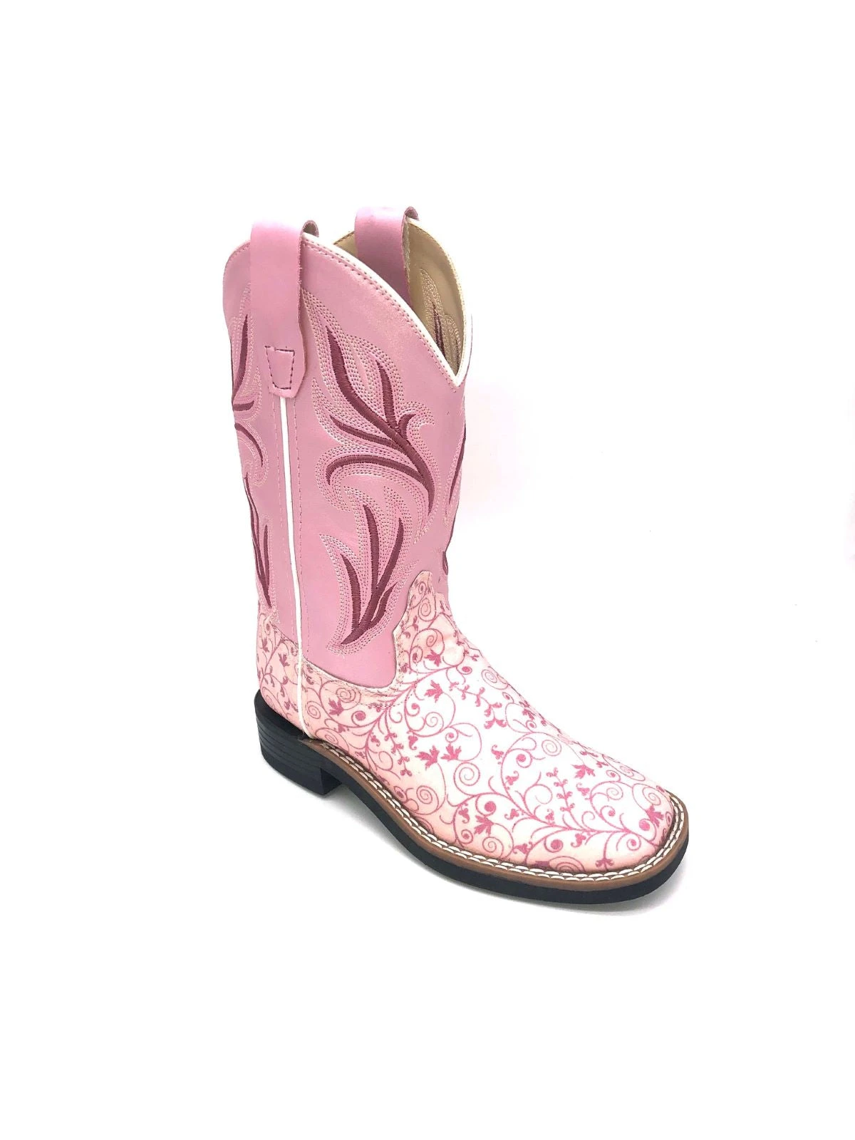 'Old West' Children's Western Broad Square Toe - Pink Print 3 'Old West' Children's Western Broad Square Toe - Pink Print