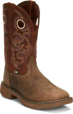 'Justin' Men's 11" Rush Western Square Toe - Peanut Tan / Bronze Orange -Fashion Boots Store JST 001 SE7402 1024x1024@2x