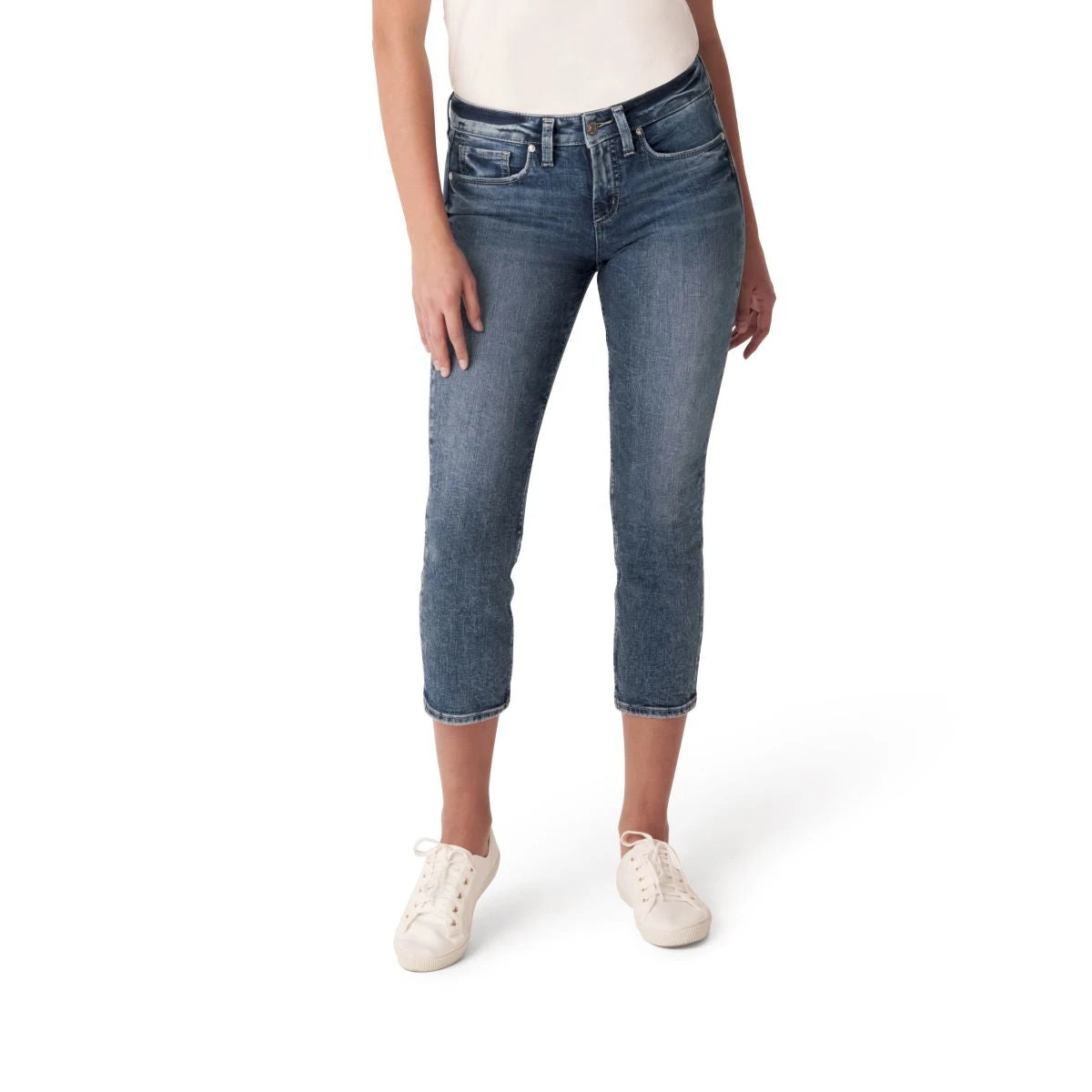 'Silver Jeans' Women's Suki Mid Rise Straight Capri - Dark Indigo 3 'Silver Jeans' Women's Suki Mid Rise Straight Capri - Dark Indigo