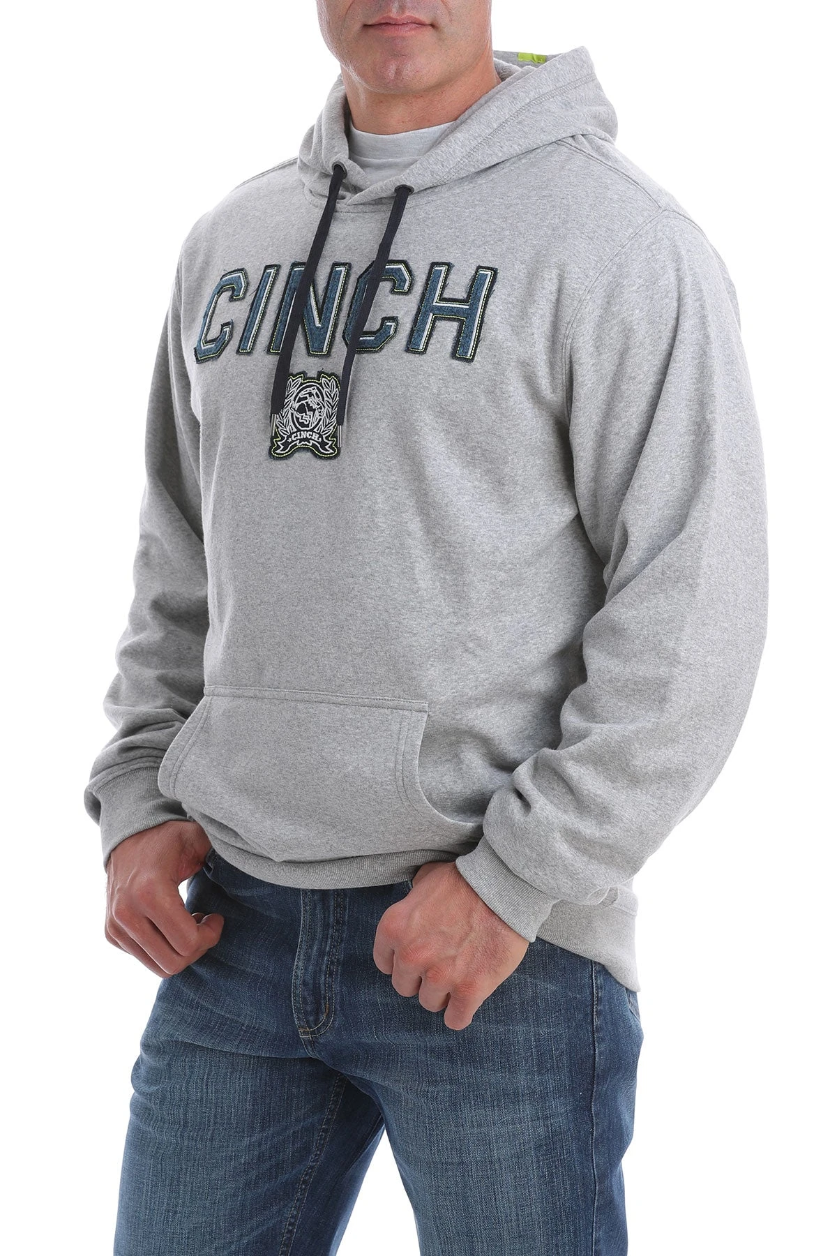 'Cinch' Men's CINCH Applique Hoodie - Heather Grey 3 'Cinch' Men's CINCH Applique Hoodie - Heather Grey