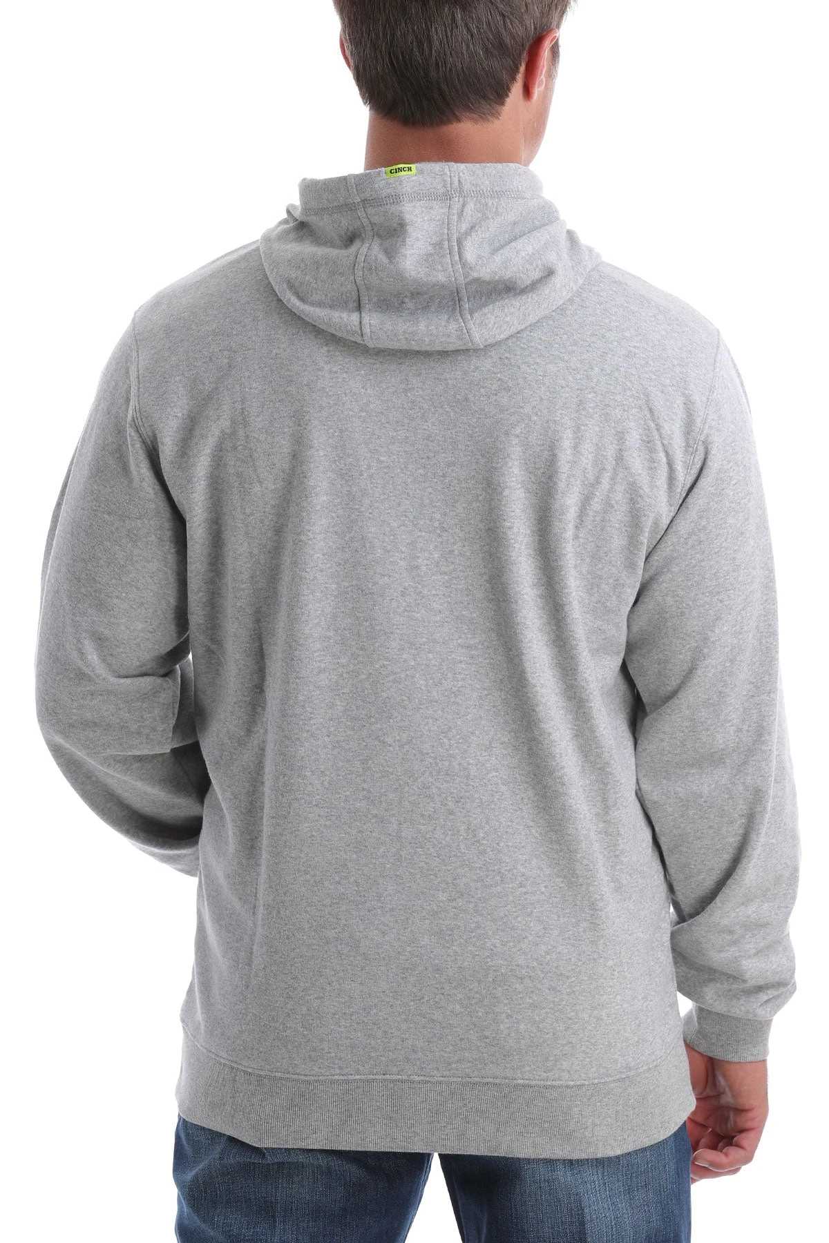 'Cinch' Men's CINCH Applique Hoodie - Heather Grey 4 'Cinch' Men's CINCH Applique Hoodie - Heather Grey - Image 2