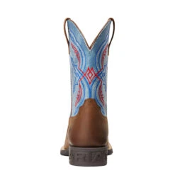 'Ariat' Youth Double Kicker Square Toe - Distressed Brown / Stone Blue -Fashion Boots Store S22 YTH WEST 10040247 heel 1024x1024@2x