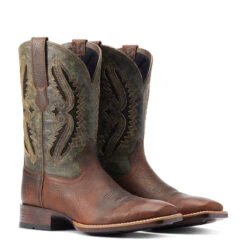 'Ariat' Men's 11" Rowder VentTEK 360° Western Square Toe - Rust / Forest Green -Fashion Boots Store S23 MNS WEST 10044478 pair 1024x1024@2x