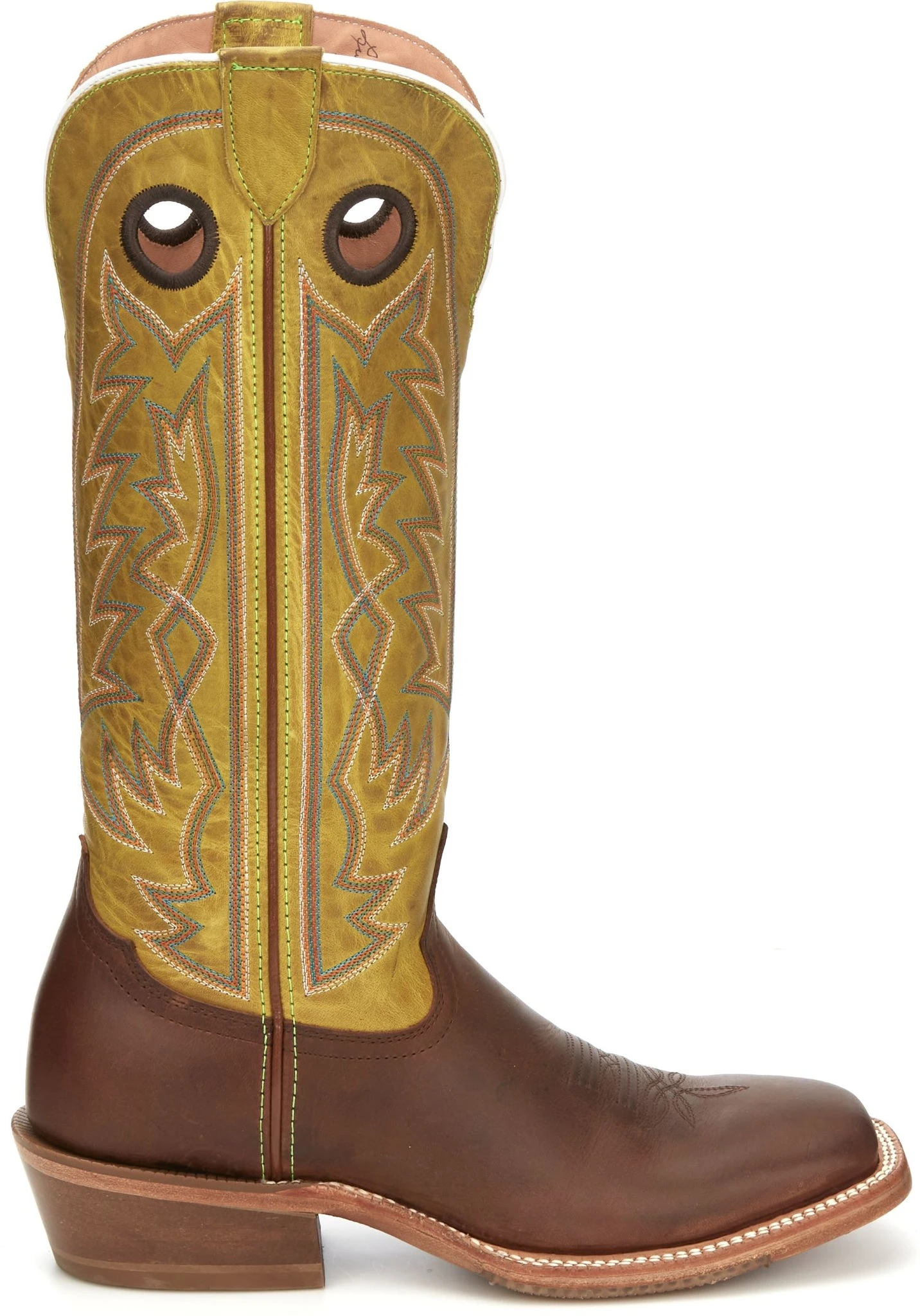 'Tony Lama' Men's 15" Fairview Buckaroo Western Square Toe - Brown / Moss Green 3 'Tony Lama' Men's 15" Fairview Buckaroo Western Square Toe - Brown / Moss Green