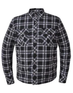 'Unik' Men's Armored Motorcycle Riding Shirt - Black / White