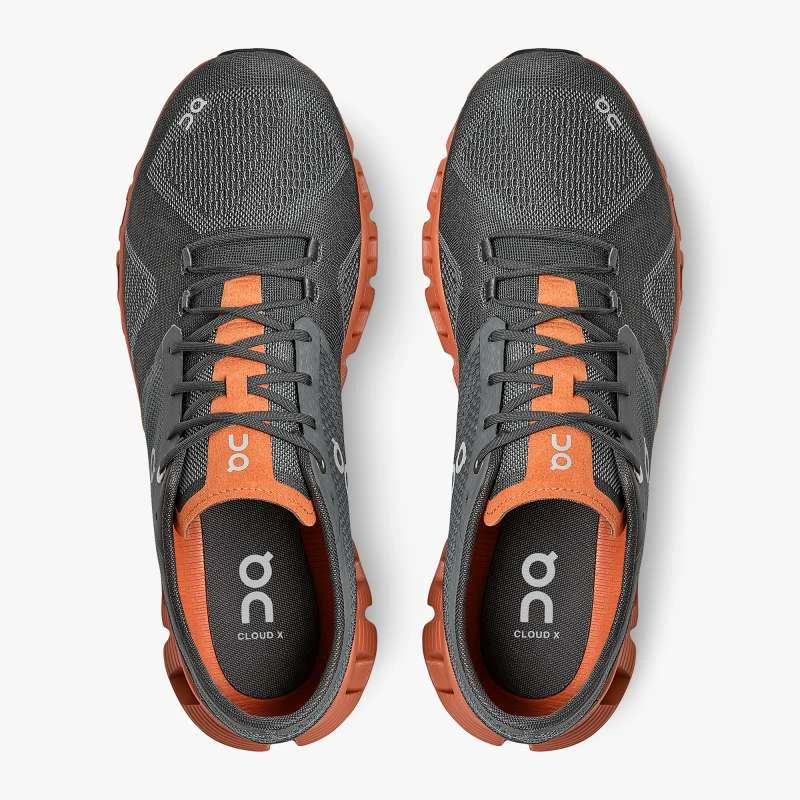 'On Running' Men's Cloud X - Rust / Rock 4 'On Running' Men's Cloud X - Rust / Rock - Image 2